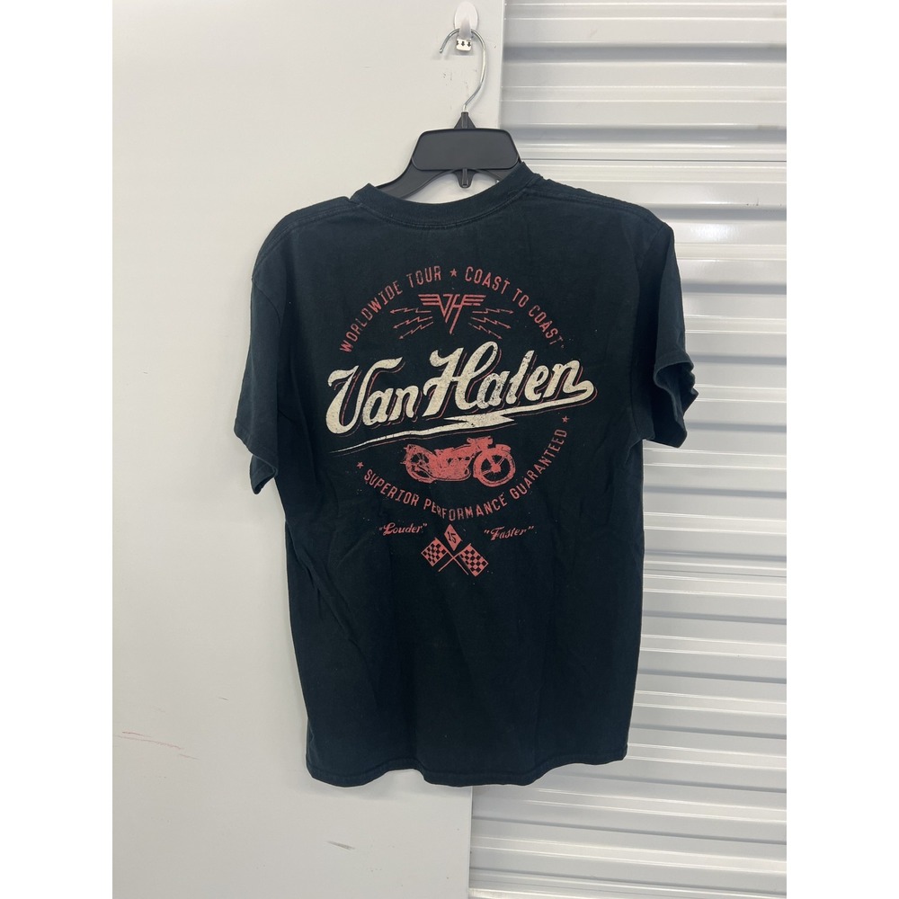 Van Halen Shirt Mens Medium Black Worldwide Tour Motorcycle Graphic Gildan Tee